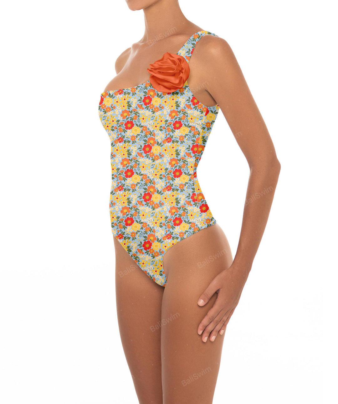 BSWS-S16 Corsage One Shoulder Swimsuit