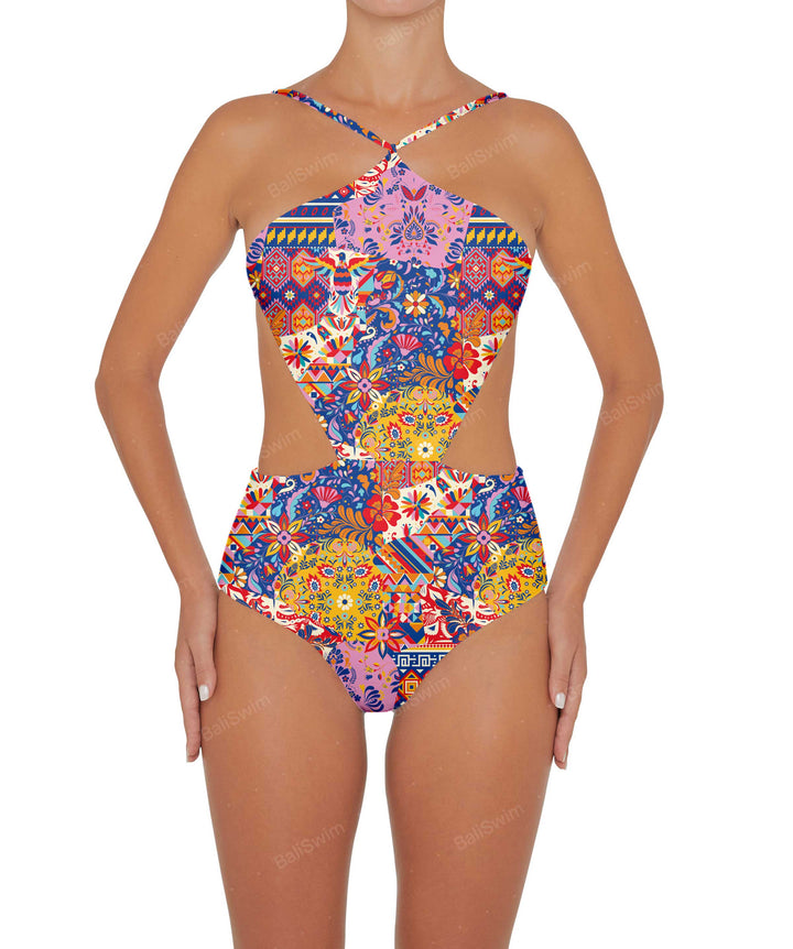 BSWS-S45 Peek a Boo Halter One Piece