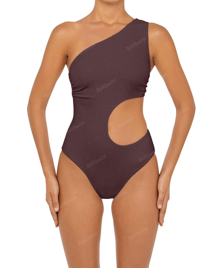 BSWS-S55 Cut Out One Shoulder Swimsuit