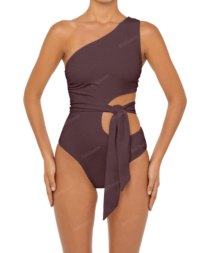 BSWS-S55 Cut Out One Shoulder Swimsuit