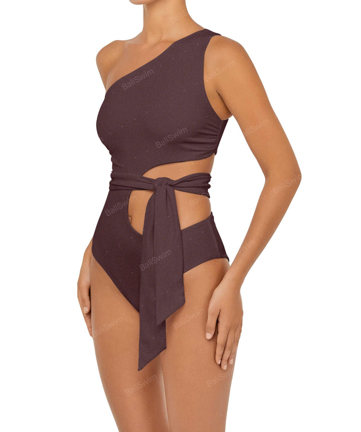 BSWS-S55 Cut Out One Shoulder Swimsuit