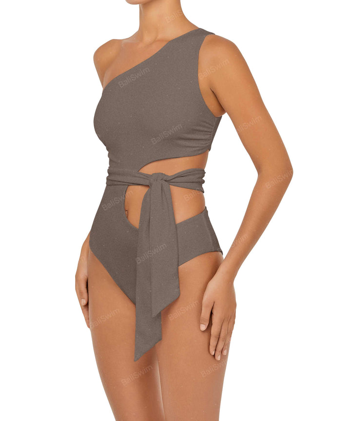 BSWS-S55 Cut Out One Shoulder Swimsuit