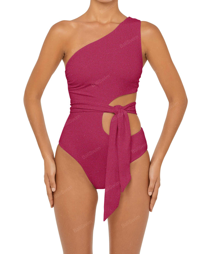 BSWS-S55 Cut Out One Shoulder Swimsuit
