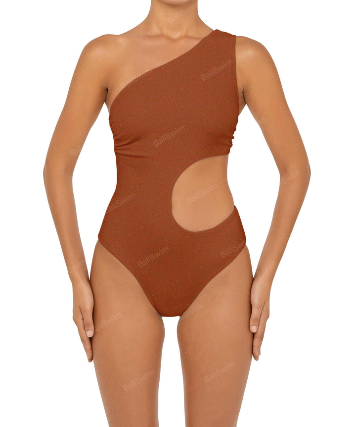 BSWS-S55 Cut Out One Shoulder Swimsuit