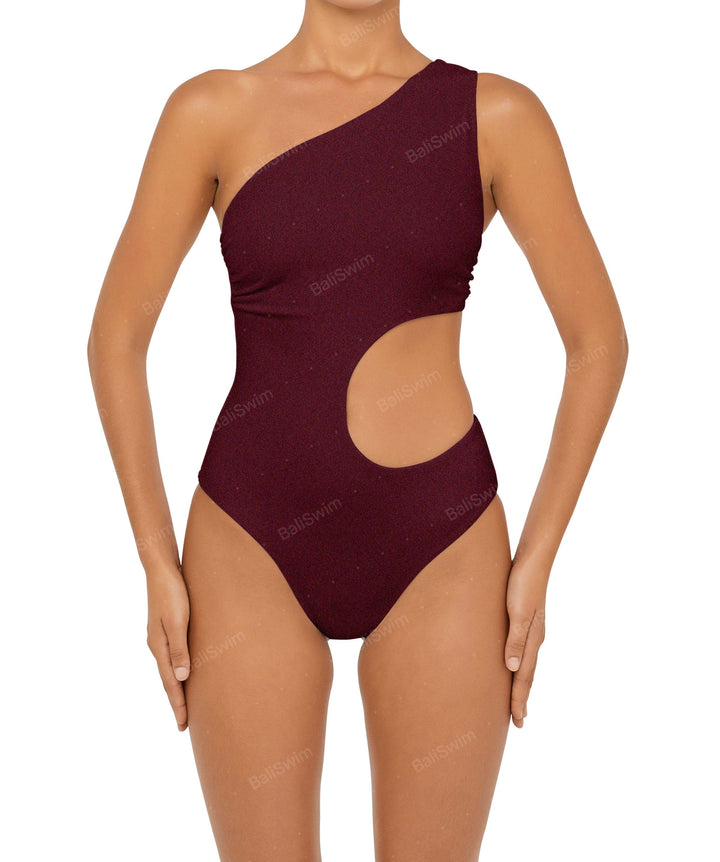 BSWS-S55 Cut Out One Shoulder Swimsuit