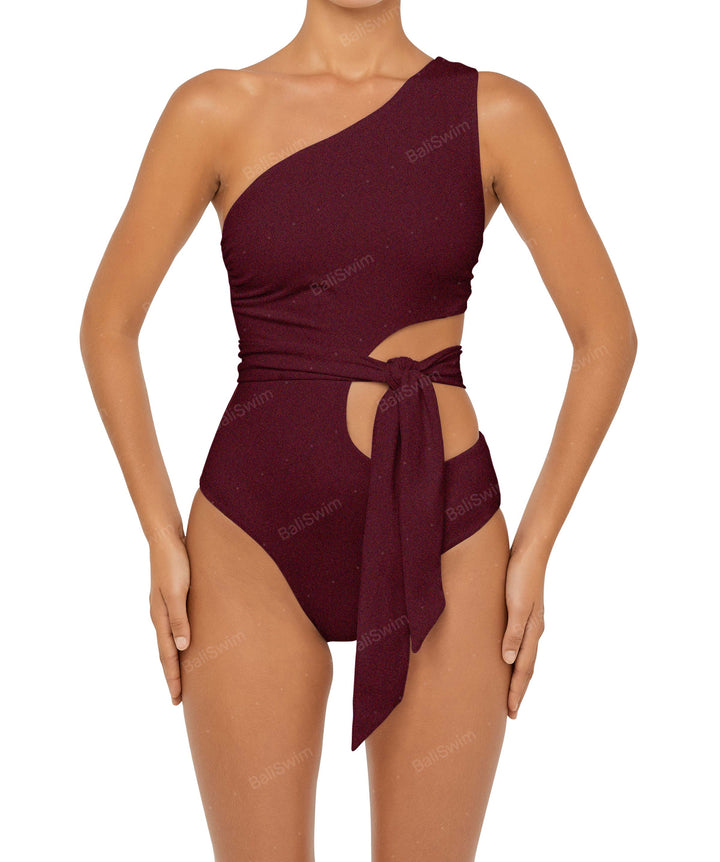 BSWS-S55 Cut Out One Shoulder Swimsuit