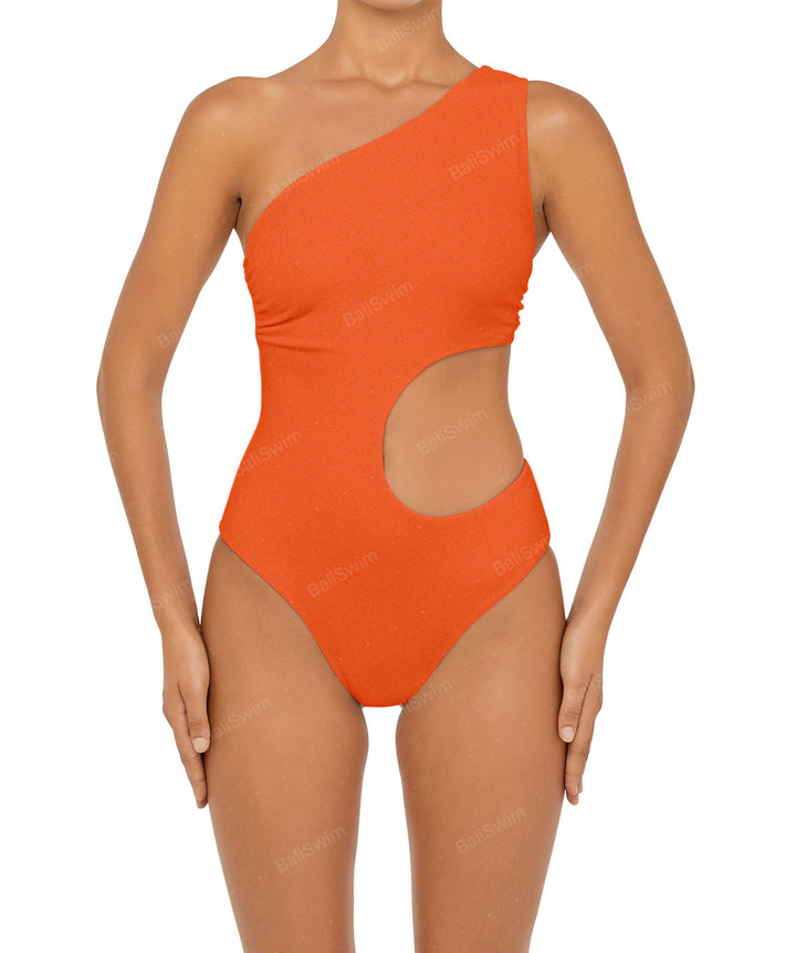 BSWS-S55 Cut Out One Shoulder Swimsuit