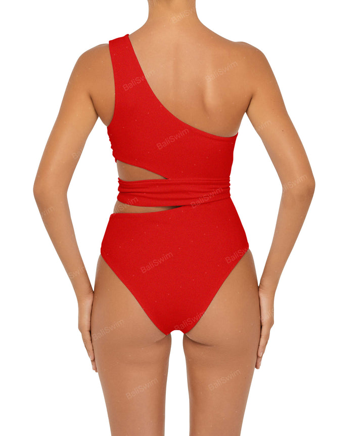 BSWS-S55 Cut Out One Shoulder Swimsuit
