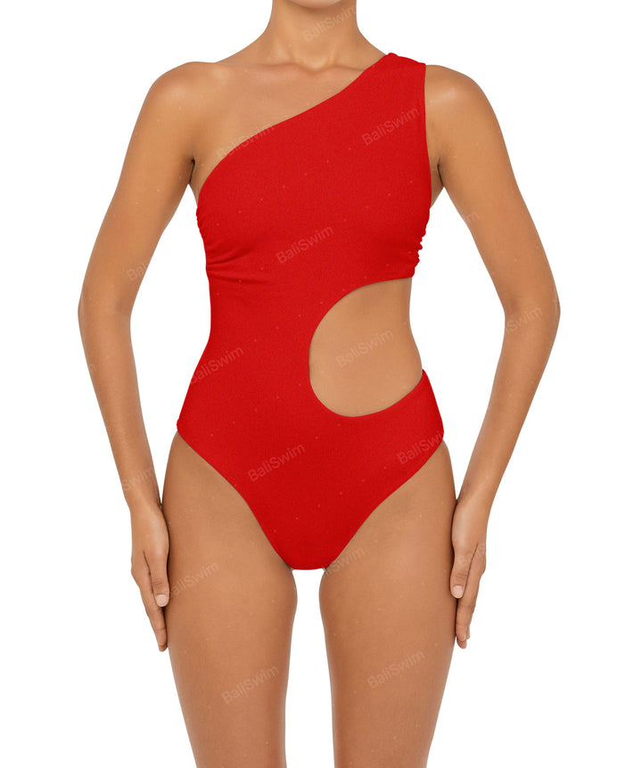 BSWS-S55 Cut Out One Shoulder Swimsuit