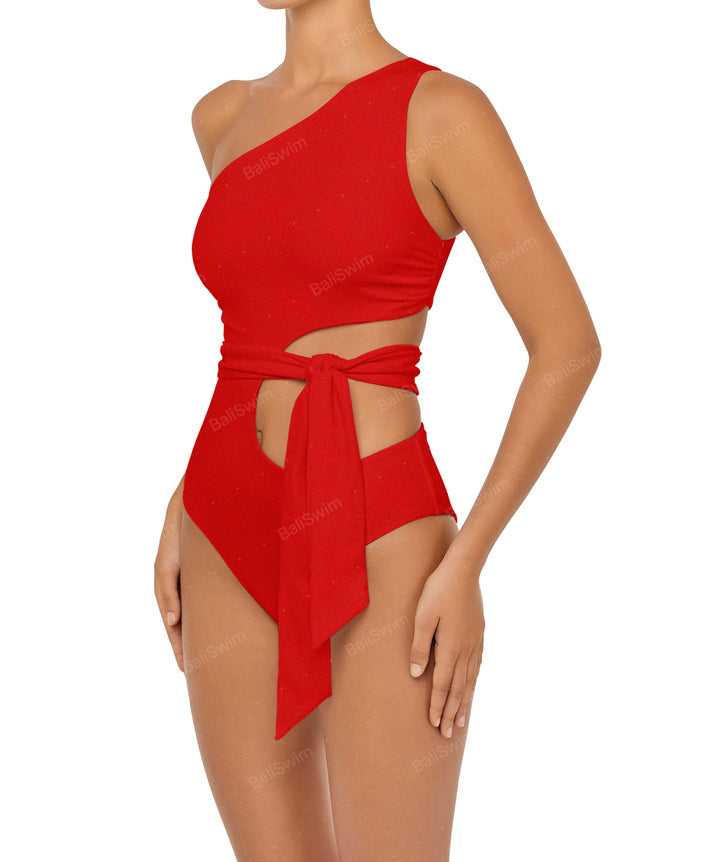 BSWS-S55 Cut Out One Shoulder Swimsuit