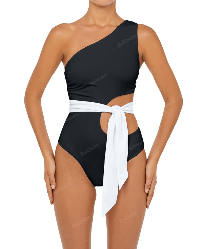 BSWS-S55 Cut Out One Shoulder Swimsuit