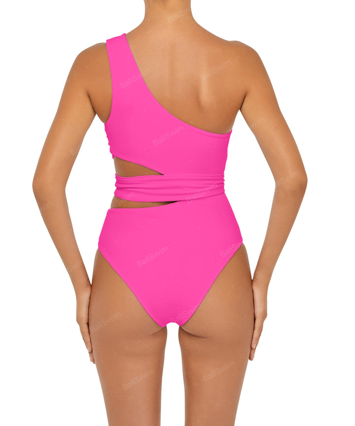 BSWS-S55 Cut Out One Shoulder Swimsuit