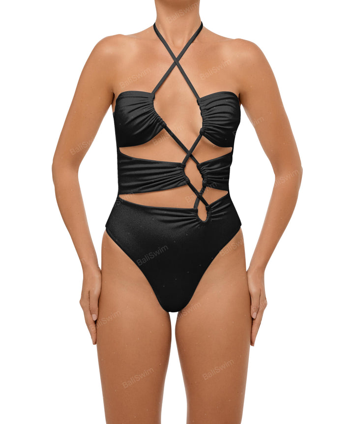 BSWS-S59 Asymmetric Cutout Halter One Piece