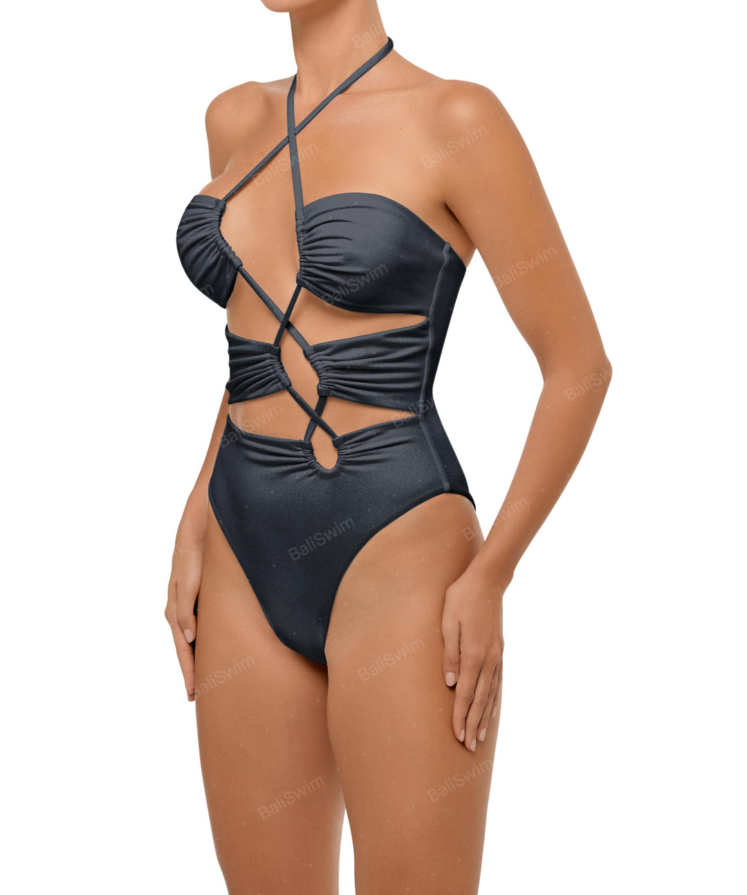BSWS-S59 Asymmetric Cutout Halter One Piece