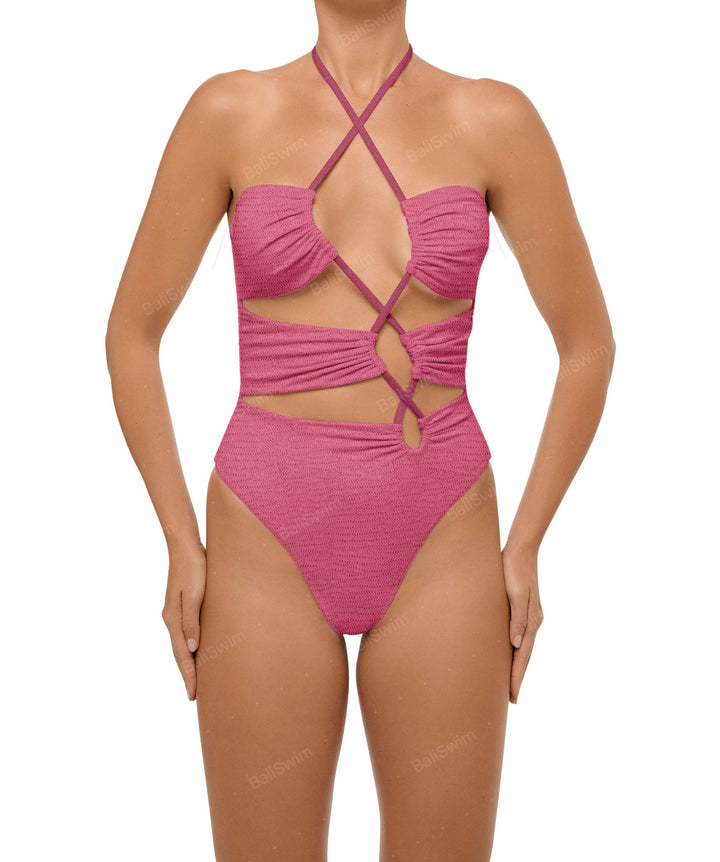 BSWS-S59 Asymmetric Cutout Halter One Piece