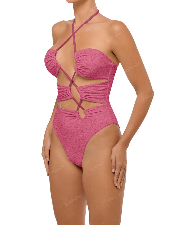 BSWS-S59 Asymmetric Cutout Halter One Piece