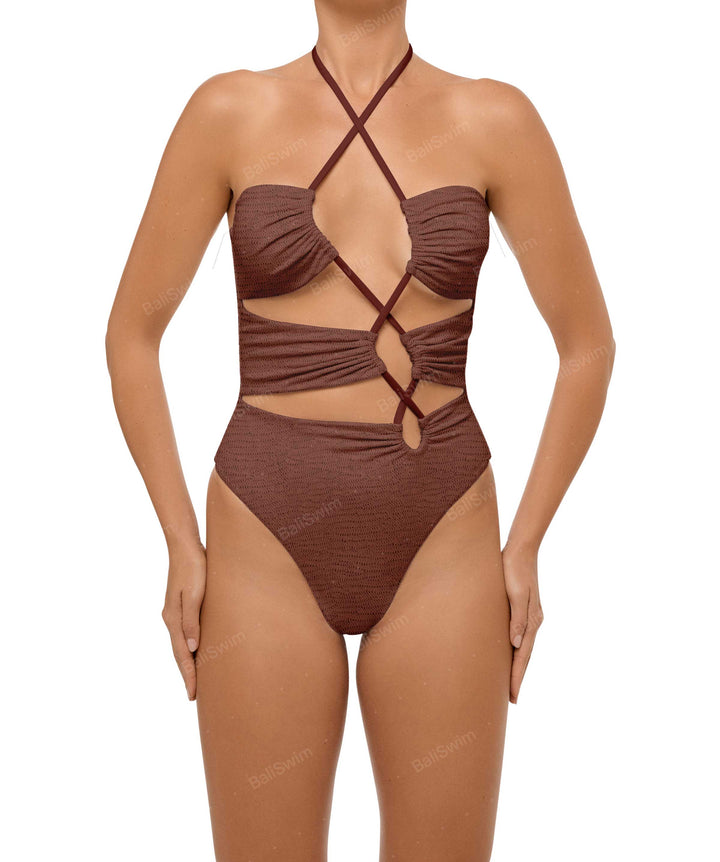 BSWS-S59 Asymmetric Cutout Halter One Piece