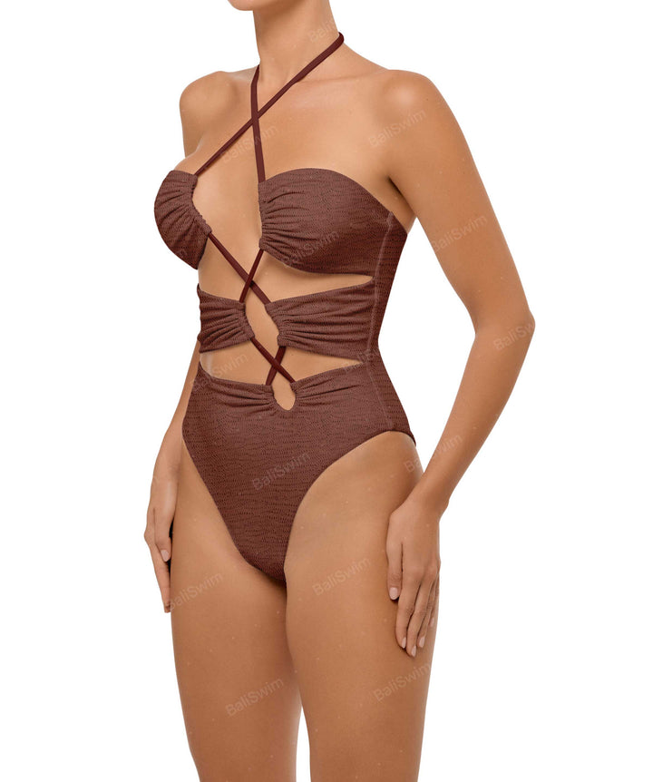 BSWS-S59 Asymmetric Cutout Halter One Piece