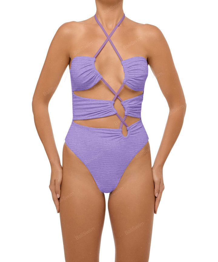 BSWS-S59 Asymmetric Cutout Halter One Piece