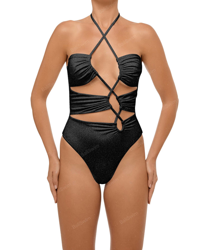 BSWS-S59 Asymmetric Cutout Halter One Piece
