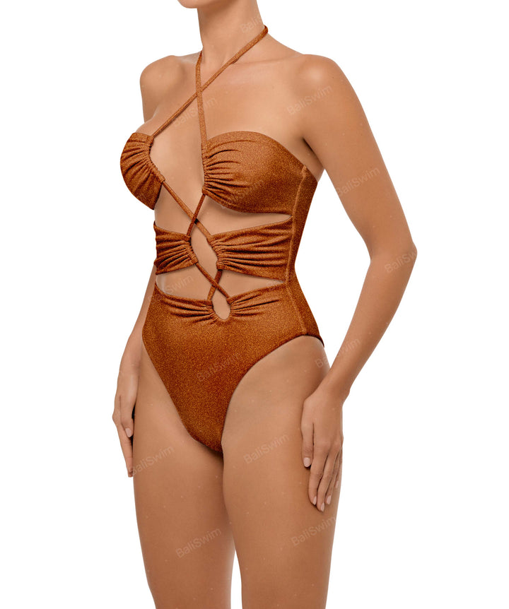 BSWS-S59 Asymmetric Cutout Halter One Piece