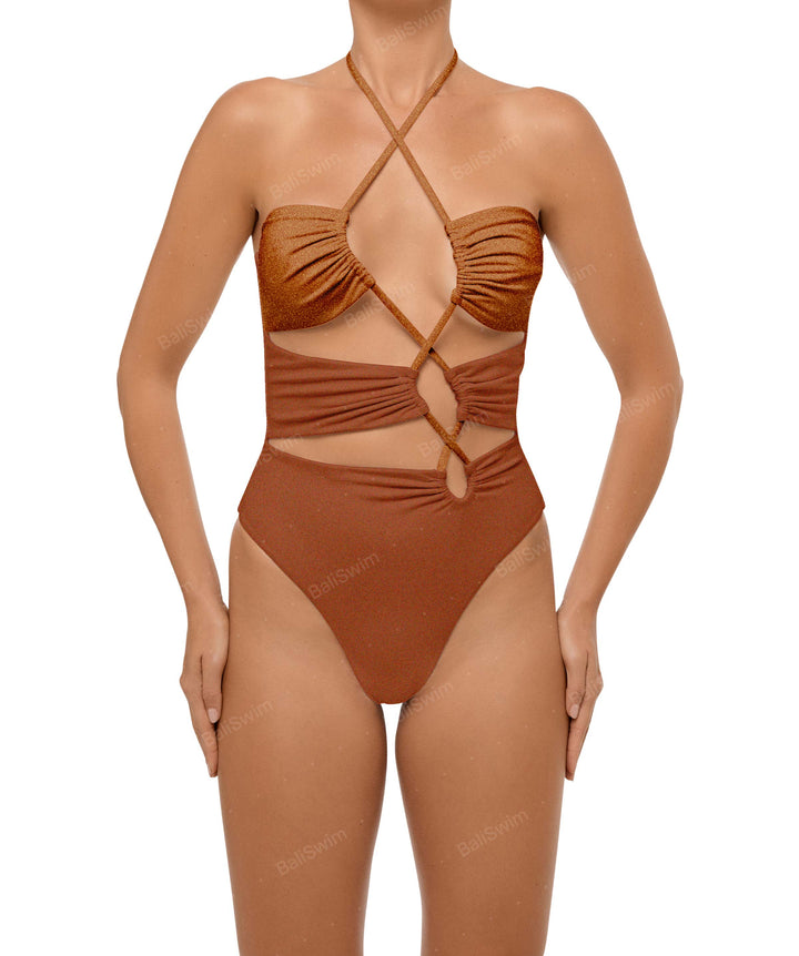 BSWS-S59 Asymmetric Cutout Halter One Piece