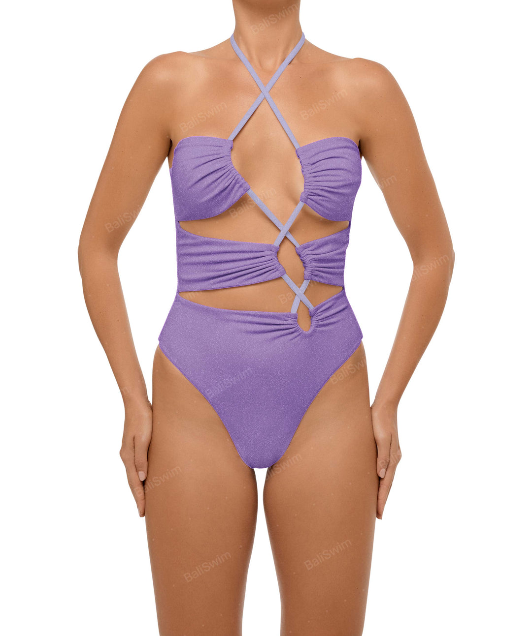 BSWS-S59 Asymmetric Cutout Halter One Piece