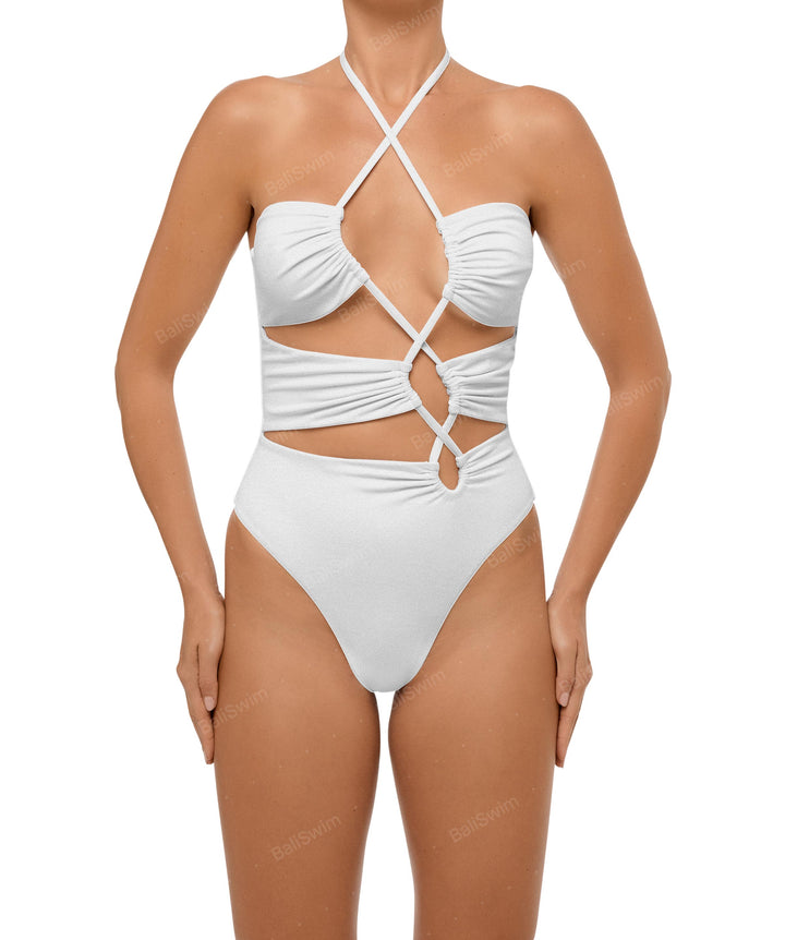 BSWS-S59 Asymmetric Cutout Halter One Piece
