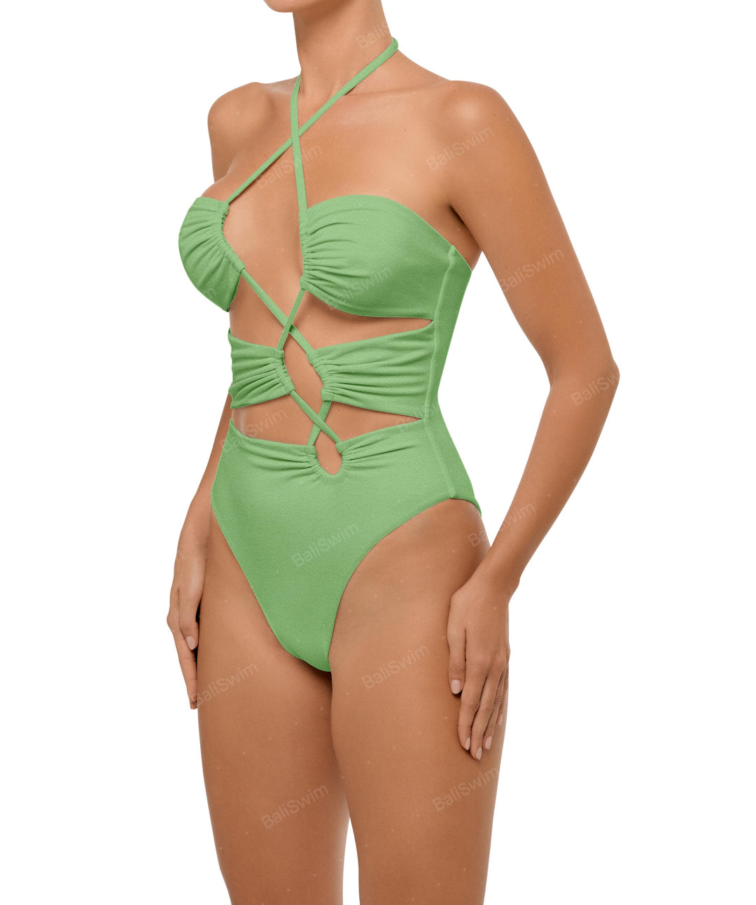 BSWS-S59 Asymmetric Cutout Halter One Piece