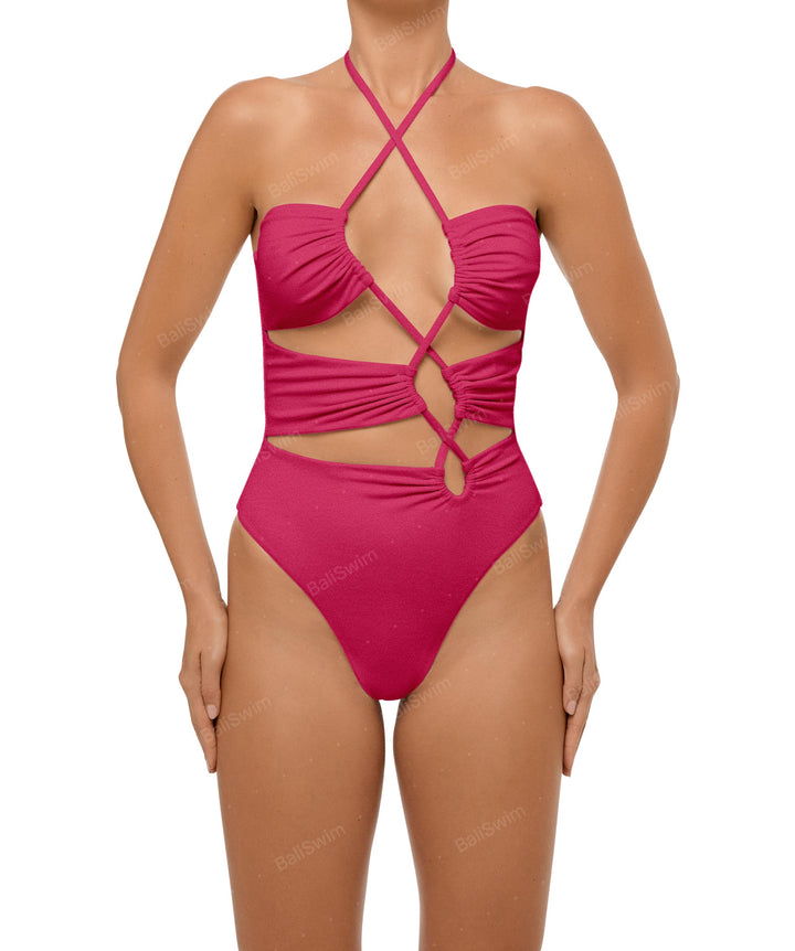 BSWS-S59 Asymmetric Cutout Halter One Piece