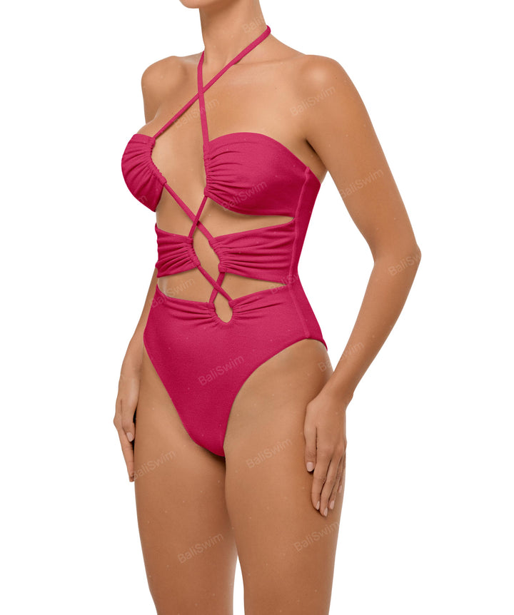 BSWS-S59 Asymmetric Cutout Halter One Piece