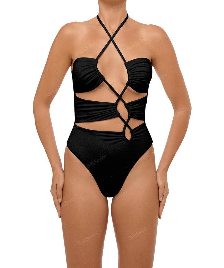 BSWS-S59 Asymmetric Cutout Halter One Piece