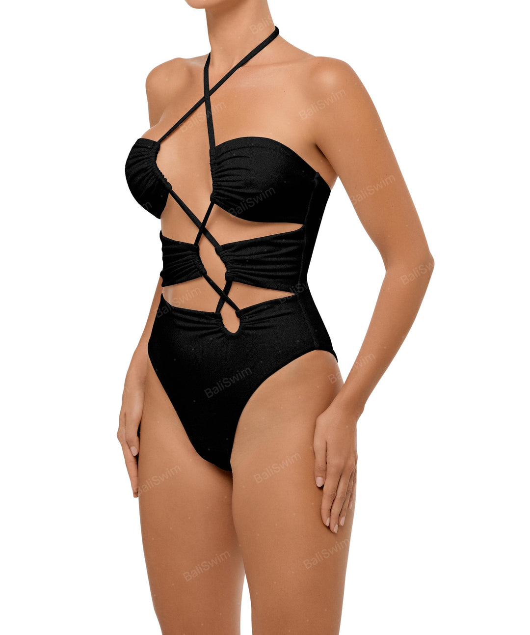 BSWS-S59 Asymmetric Cutout Halter One Piece
