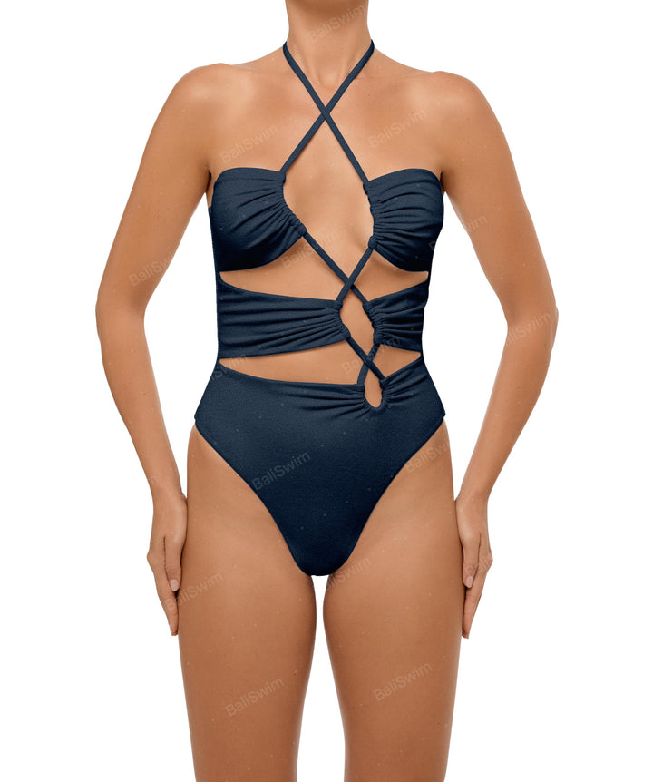 BSWS-S59 Asymmetric Cutout Halter One Piece