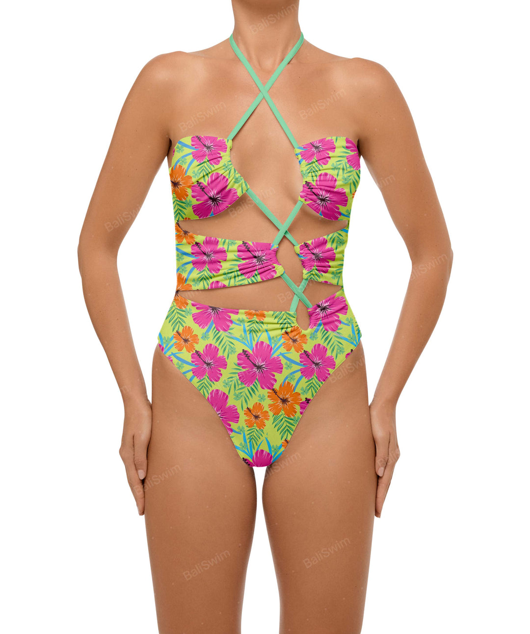BSWS-S59 Asymmetric Cutout Halter One Piece
