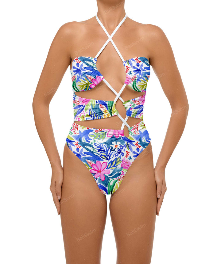 BSWS-S59 Asymmetric Cutout Halter One Piece