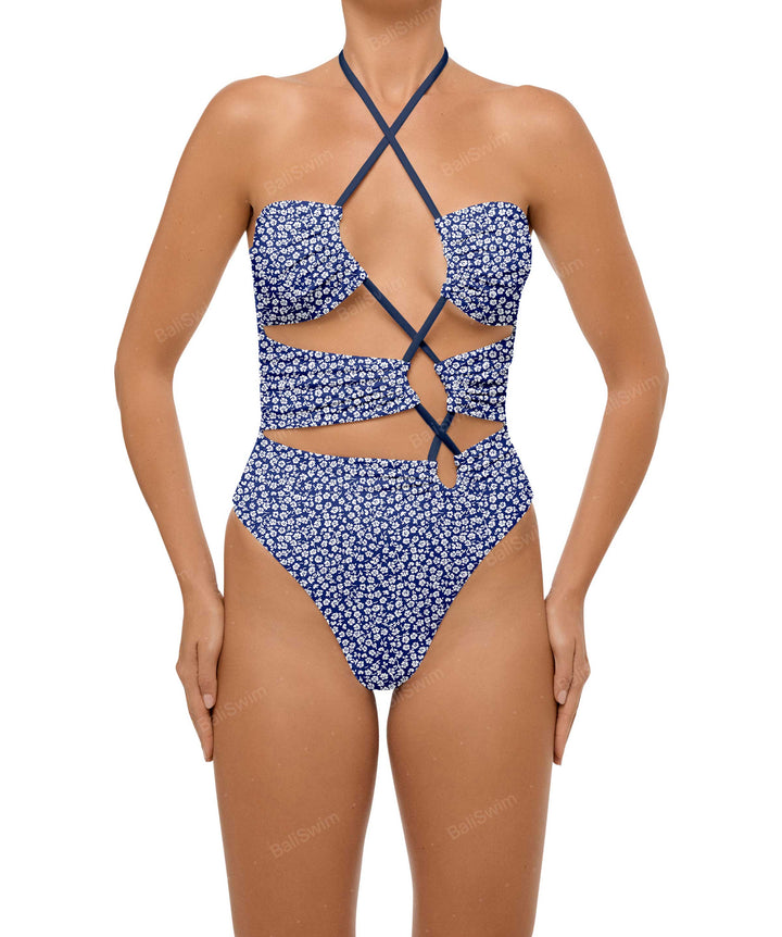BSWS-S59 Asymmetric Cutout Halter One Piece