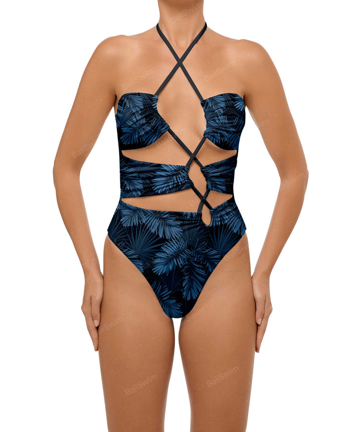 BSWS-S59 Asymmetric Cutout Halter One Piece