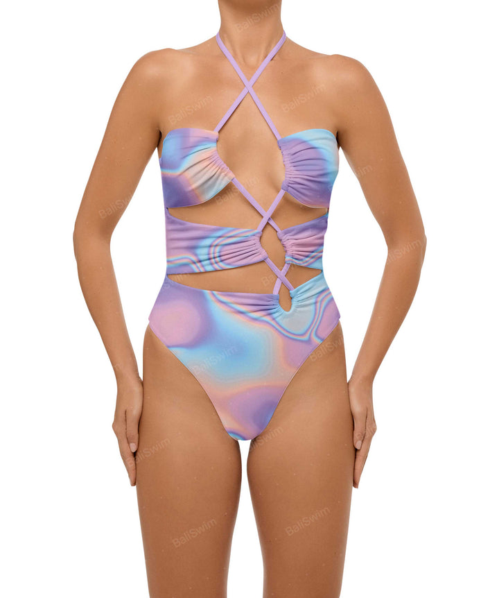 BSWS-S59 Asymmetric Cutout Halter One Piece