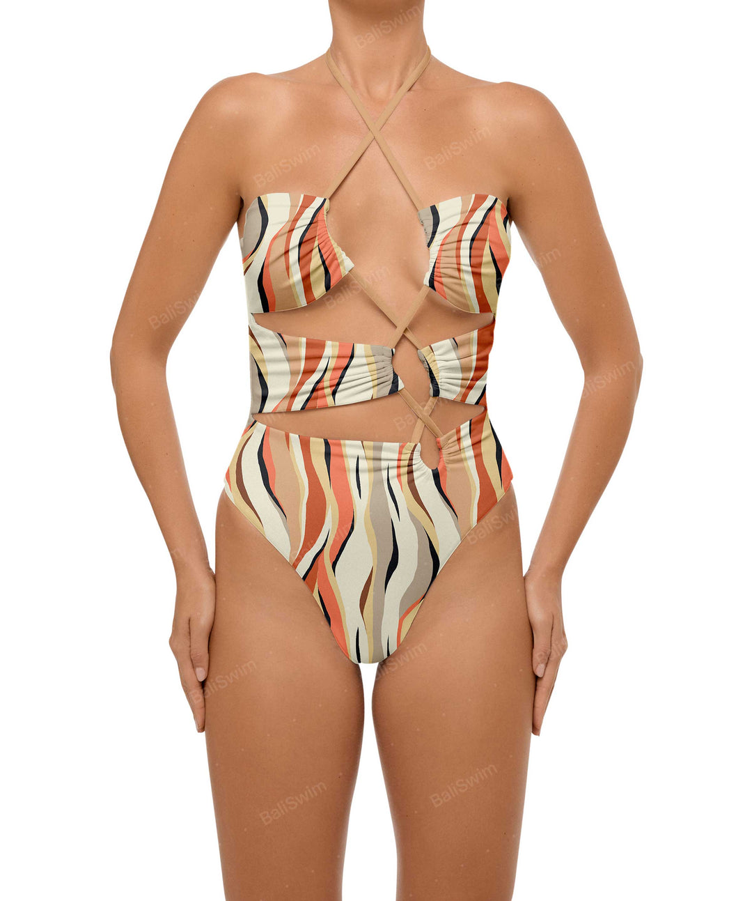 BSWS-S59 Asymmetric Cutout Halter One Piece