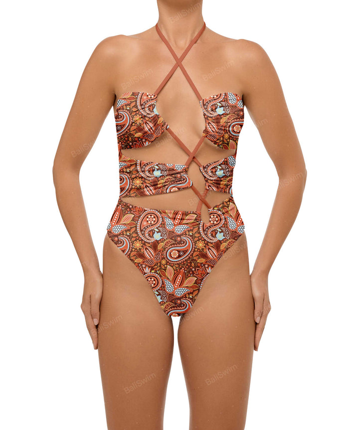 BSWS-S59 Asymmetric Cutout Halter One Piece