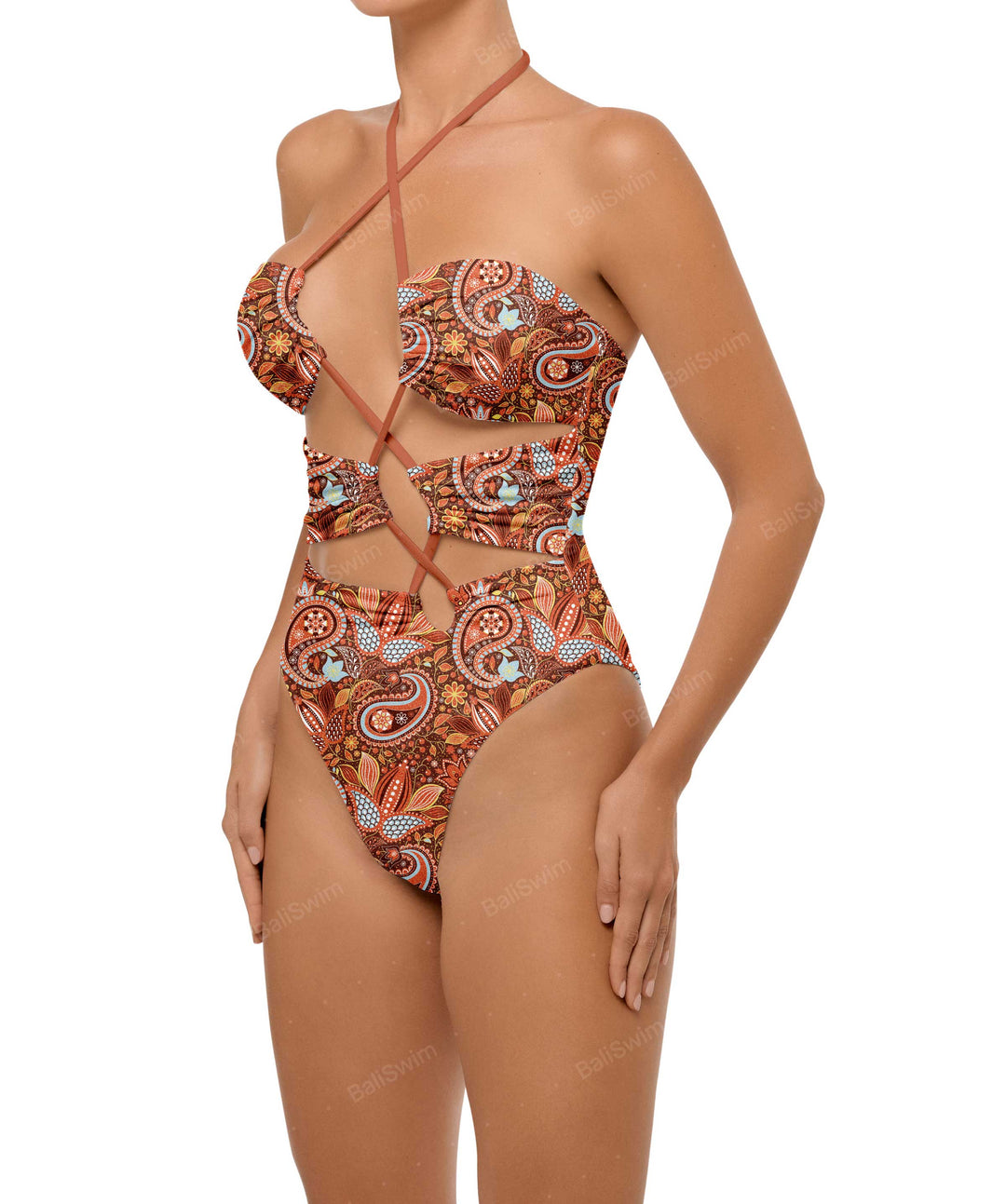 BSWS-S59 Asymmetric Cutout Halter One Piece