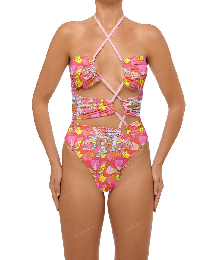 BSWS-S59 Asymmetric Cutout Halter One Piece