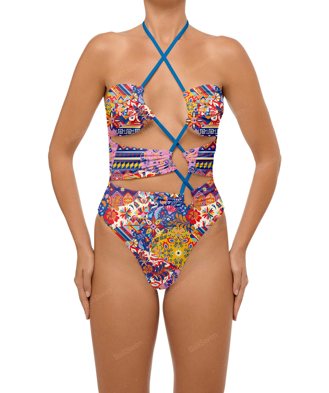 BSWS-S59 Asymmetric Cutout Halter One Piece