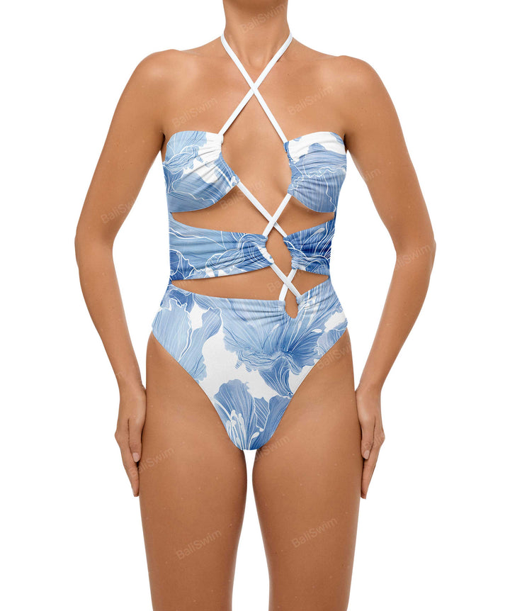 BSWS-S59 Asymmetric Cutout Halter One Piece