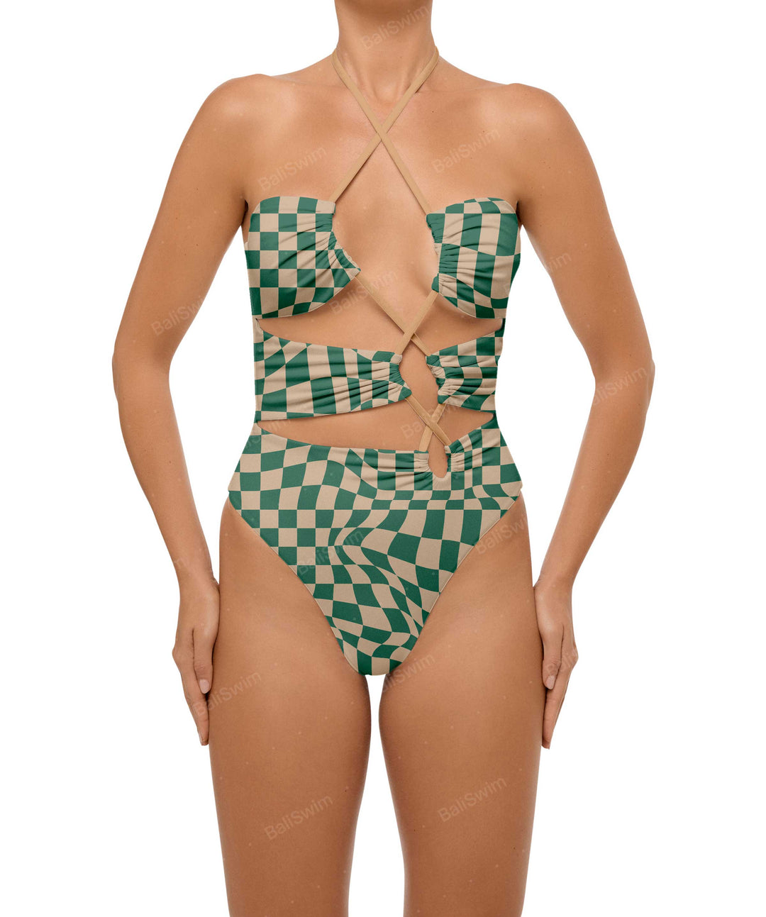BSWS-S59 Asymmetric Cutout Halter One Piece