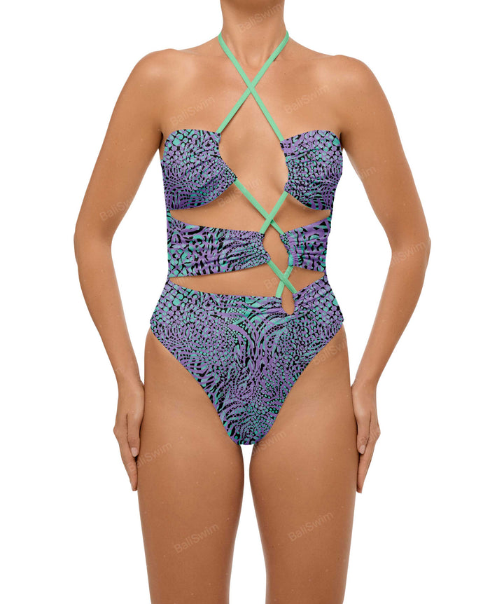 BSWS-S59 Asymmetric Cutout Halter One Piece