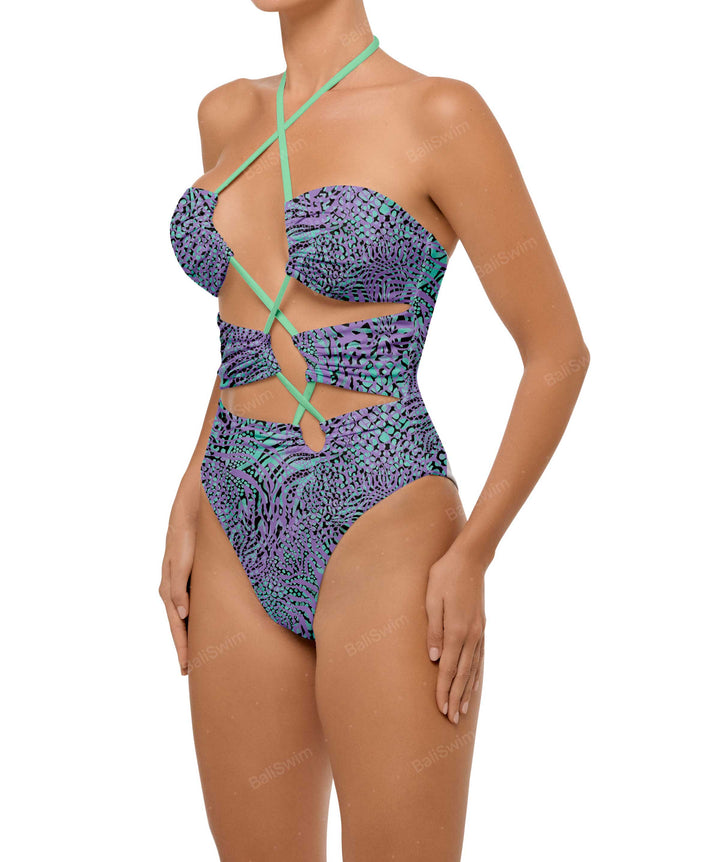 BSWS-S59 Asymmetric Cutout Halter One Piece