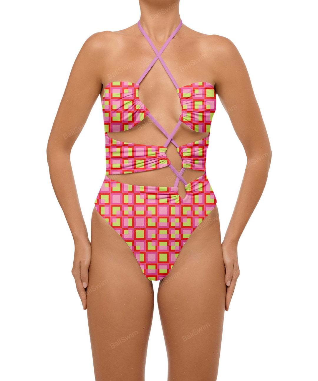 BSWS-S59 Asymmetric Cutout Halter One Piece