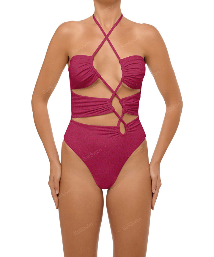 BSWS-S59 Asymmetric Cutout Halter One Piece